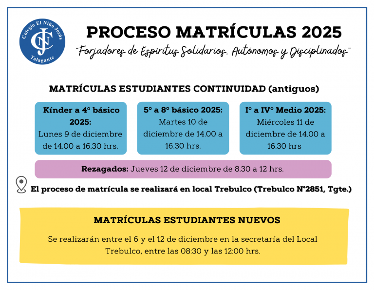 Matrículas 2025 | Colegio Niño Jesus